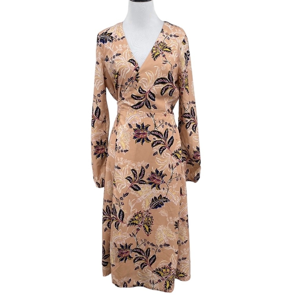Tjd The Jetset Diaries Fluid Wrap Midi Dress Womens Size 8 Orange Peach Floral